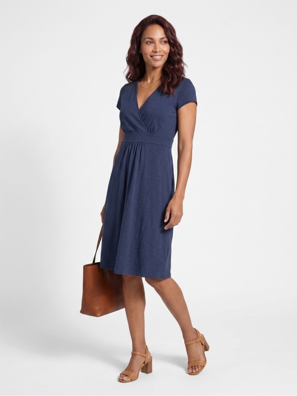 Boden Lottie Navy Wrap-Front Midi Dress